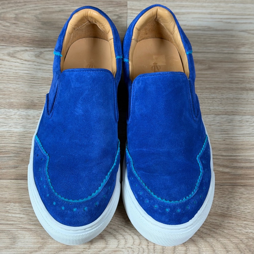 The Office of Angela Scott Sneakers Womens 7 Blue White Harper Suede Wingtip - Picture 3 of 7